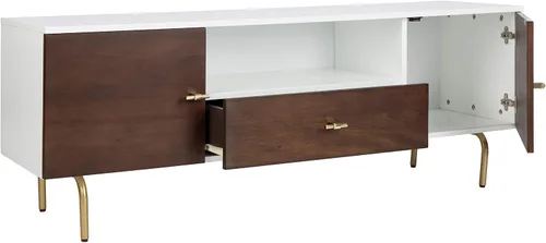 Miniatura 12 de SAFAVIEH Genevieve - Soporte de TV para pantalla plana de hasta 65 pulgadas, acabado lavado gris y blanco, gabinete de almacenamiento moderno