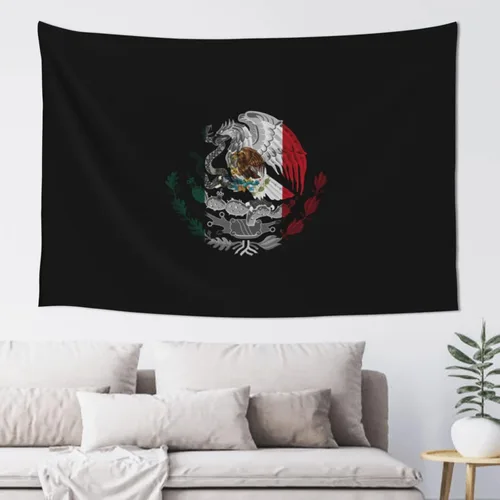Miniatura 17 de JUHIOPOI Tapiz de pared con bandera de México, arte nocturno mexicano para decoración de pared lateral de dormitorio, (60 x 40 pulgadas)