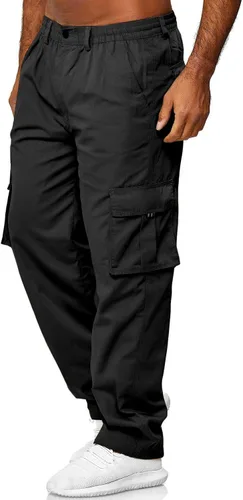Miniatura 3 de THWEI Pantalones cargo para hombre, estilo casual, de algodón, con múltiples bolsillos, para senderismo, trabajo