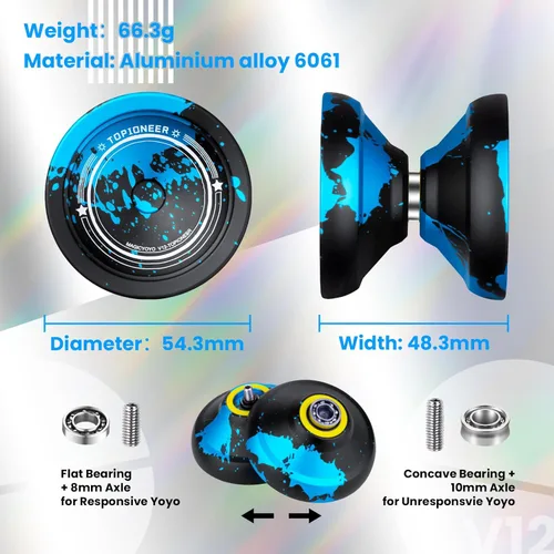 Miniatura 5 de MAGICYOYO V12 Yoyo Profesional de Girar con Dedo para Niños Principiantes, Yoyo No Sensible para Jugadores Avanzados, Yo Yo Profesional para Trucos