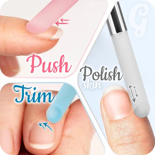 Miniatura 3 de Gladzy - Empujador de cutículas de vidrio, barra de manicura, calidad checa auténtica, removedor de cutículas de precisión profesional, superficie