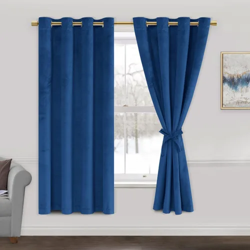 Miniatura 139 de JIUZHEN - Cortinas de terciopelo gris de 63 pulgadas opacas para sala de estar - Cortinas gruesas de terciopelo con ojales para ventana