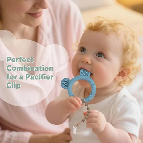 Miniatura 3 de Eascrozn Juego de 3 juguetes de dentición para bebés, mordedores para bebés de 3-6 6-12 meses, sin BPA, suaves y texturizados, anillos de dentición
