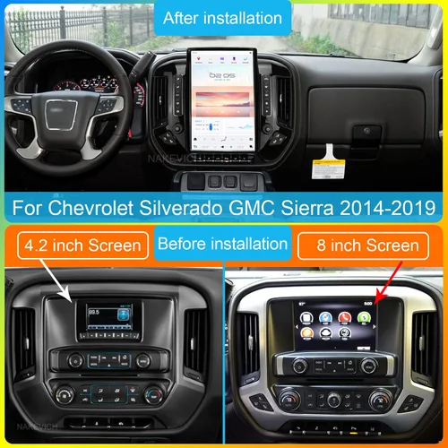 Miniatura 2 de Qualcomm Android 11 Radio de coche de 14.4 pulgadas para Chevrolet Silverado GMC Sierra 2014-2019 Actualización estéreo Tesla Style Dash 2K IPS
