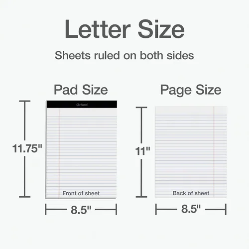 Miniatura 2 de Oxford Blocs de notas tamaño legal de 8.5 x 11 pulgadas, paquete de 12, con rayas anchas en ambos lados, papel rayado blanco, 50 hojas perforadas