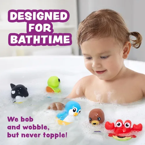 Miniatura 2 de Tub Works® Tub Bobbers™ Bob, Wobble & Float - Juguetes de baño verticales para niños pequeños, paquete de 6 Acción única de tambaleo Juguetes