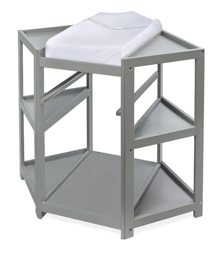 Miniatura 2 de Badger Basket Cambiador de pañales de esquina con cesta de lavandería, contenedor de almacenamiento y almohadilla contorneada para bebé - gris