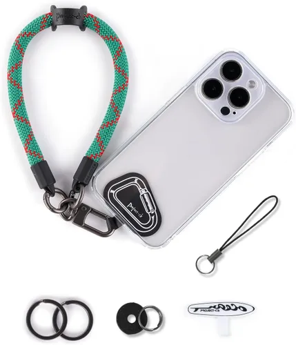 Miniatura 15 de Correa de mano para muñeca, 2 parches para teléfono, soporte para teléfono celular, correa de muñeca para llaves, AirPods, cámara (rosa, 12 pulgadas)