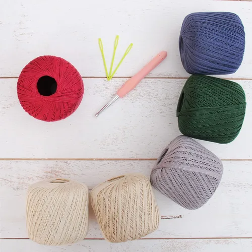 Miniatura 11 de Threadart - Juego de hilos de ganchillo de algodón 100% puro, tamaño 3, colores de ambiente de playa, cuatro bolas de 1.76 oz