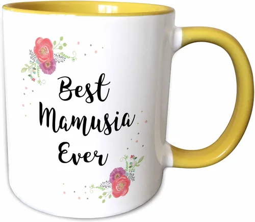 Miniatura 7 de 3dRose InspirationzStore – Love Series – Floral Best Mamusia Ever bonita acuarela rosa flores – Polaco mamá – tazas (taza_311973), Negro/Blanco