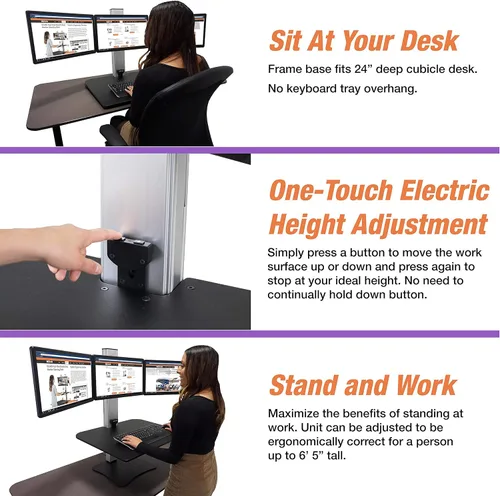 Miniatura 10 de Victor DC475 Convertidor de escritorio elevable eléctrico de triple monitor Escritorio sit-stand de tres monitores grandes Superficie de trabajo