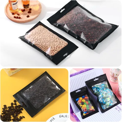 Miniatura 5 de 400 bolsas de Mylar resellables de 4 x 5 pulgadas, color negro, para almacenamiento de alimentos, bolsa resellable de Mylar con ventana transparente