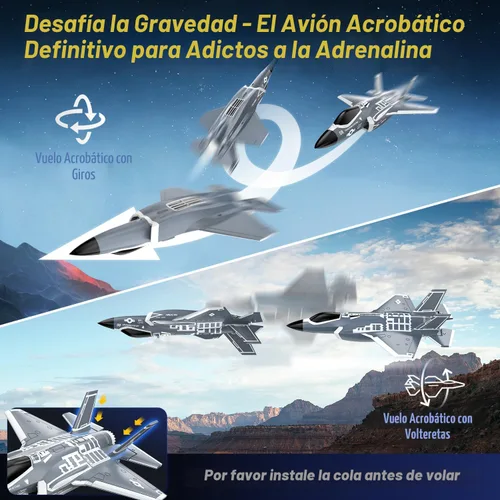 Miniatura 5 de DEERC F35 - Avión RC de 4 canales sin escobillas para adultos, avión de control remoto EDF Jet Fighter, estabilizador de giro de 6 ejes de 2.4GHz