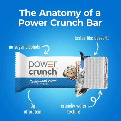 Miniatura 3 de Power Crunch Barras de proteínas, bocadillos ricos en proteínas con delicioso sabor, galletas y crema, 1.4 onzas (12 unidades)