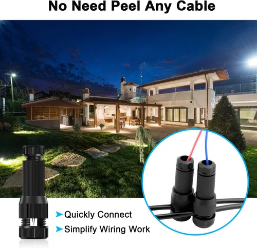 Miniatura 6 de 24 piezas de conectores de cable de luz de paisaje de bajo voltaje para exteriores, conectores de cable de calibre 14-20 para luces de camino