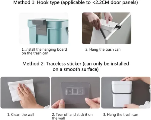 Miniatura 7 de Contenedor pequeño de compostaje de cocina de 3 litros, contenedor para encimera del hogar con tapa para compostador de basura (A)