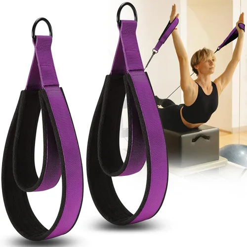 Miniatura 7 de Correas TOBWOLF para Pilates - Correas de doble bucle con anilla en D para Reformer, acolchadas, para entrenamiento en casa o en el gimnasio Púrpura