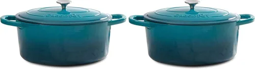 Miniatura 8 de Crock Pot olla para horno holandés de hierro fundido artesanal de 7 cuartos de galón, Rojo escarlata