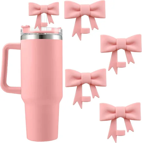 Miniatura 13 de 6 piezas de cubiertas de pajita de silicona para vasos Stanley de 40/30 oz 10 mm (0.4 pulg) cubiertas de pajita a prueba de polvo con diseño