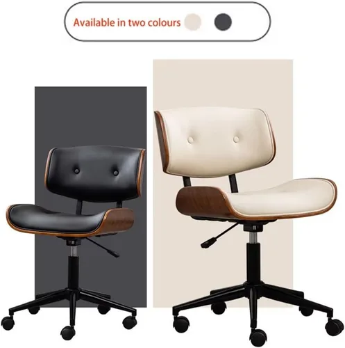 Miniatura 8 de Silla de oficina en casa con ruedas, silla de oficina cómoda y suave sin brazos, silla de oficina tapizada, silla de computadora giratoria moderna