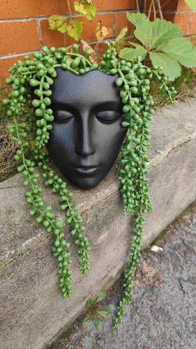 Miniatura 4 de Jarrón de cerámica con forma femenina, maceta moderna para escultura, cara humana, maceta colgante de pared con drenaje para el hogar, centros