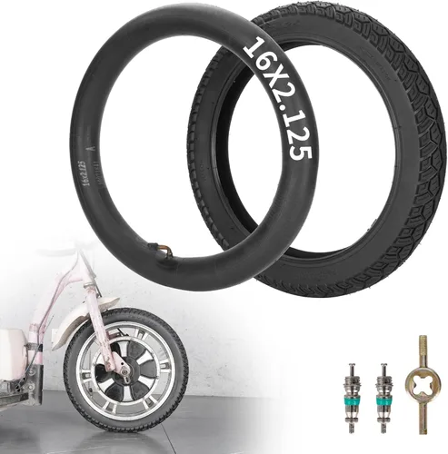 Neumáticos de bicicleta de 16 pulgadas 16 x 2.125 pulgadas y tubos interiores para bicicleta eléctrica, motocicleta y la mayoría de bicicletas