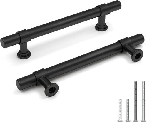 Miniatura 11 de Goldenwarm Paquete de 5 Tiradores Negros para Gabinetes de 3-1/2 Pulgadas Tiradores Negros Mate para Gabinetes - LST18BK90 Tiradores de Cajones