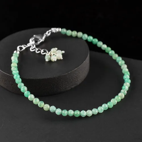 Miniatura 27 de Natural Gemstone Micro Round Beads Dainty Choker Bangle Bracelet, Handmade Jewelry for Women, Healing Chakra Crystals Silver Plated Chain 8 inch