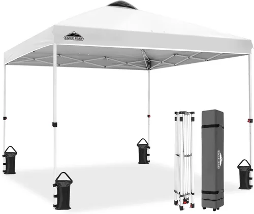 Miniatura 564 de EAGLE PEAK Tienda de campaña desplegable con bolsa de transporte con ruedas, 8 estacas, 4 cuerdas, 4 bolsas de peso, toldo de tienda de campaña