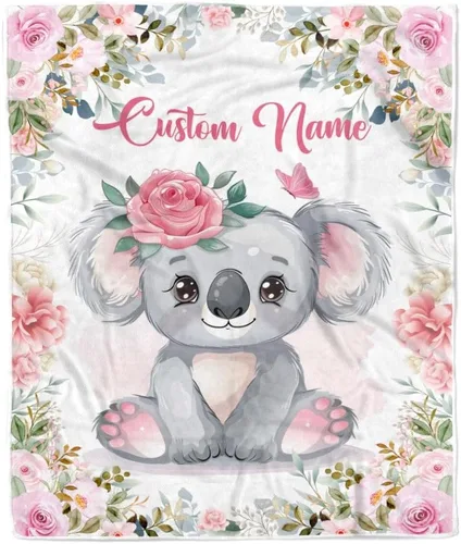 Miniatura 14 de Manta de bebé safari personalizada con nombre personalizado para niñas, hija recién nacida, nieta, sobrina, cumpleaños, manta de forro polar