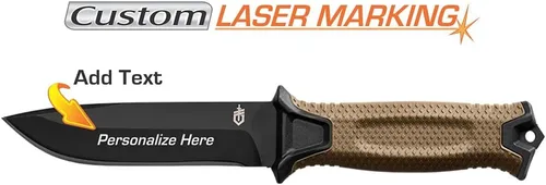 Miniatura 2 de Cuchillo fijo grabado aduana de la hoja fija del borde llano del marrón del coyote de Gerber Strongarm