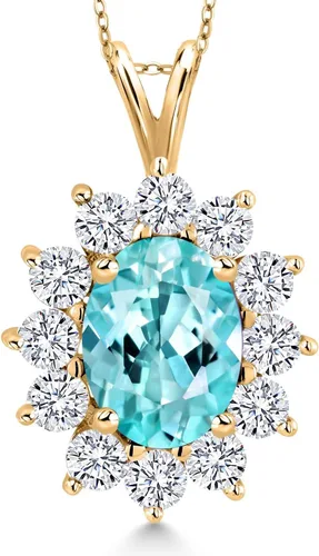 Miniatura 98 de Gem Stone King Collar con piedra natal ovalada de plata chapada en oro amarillo de 18 quilates, ovalado de 0.315 x 0.236 in, collares con colgante