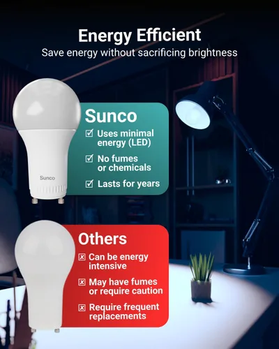 Miniatura 3 de Sunco - Paquete de 10 bombillas LED GU24 A19, 2 puntas, 800 LM, 9 W (equivalente a 60 W), luz diurna de 5000 K, regulable, base de pines GU24 Twist