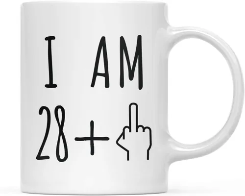 Miniatura 57 de Andaz Press Divertida taza de café de 11 onzas, regalo de broma de cumpleaños, I Am 49 + 1 dedo medio, 1 paquete, ideas de regalo de cumpleaños 50