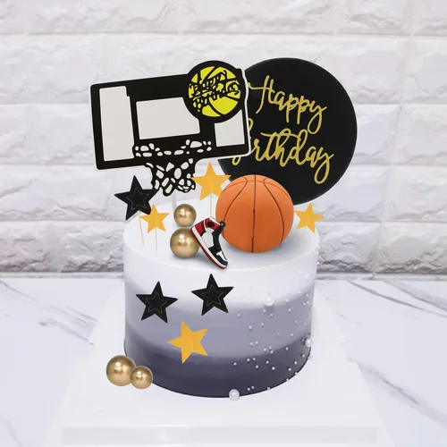 Miniatura 6 de Adornos para Tarta de Baloncesto 21 piezas, Adornos Temáticos de Baloncesto para Deportes, NBA, March Madness, Jordan, Suministros para Fiestas