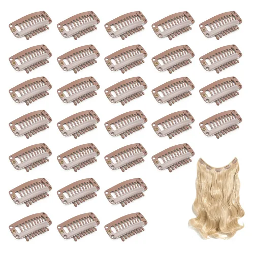 Miniatura 34 de Dreamlover - Clips para extensiones de cabello, clips para peluca con 9 dientes, 30 piezas Beige