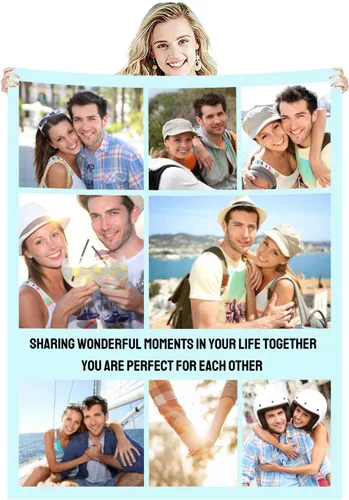 Miniatura 8 de Manta de fotos personalizada con collage de texto, imagen, regalo de cumpleaños de boda para adultos, bebés, niños, niñas, niños, papá, mamá, 10