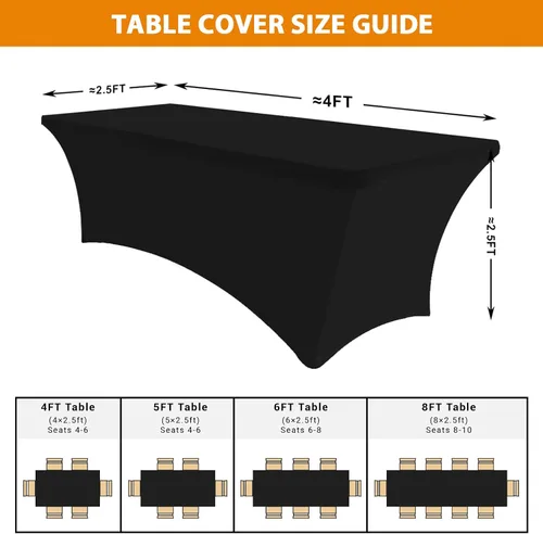 Miniatura 4 de Eurmax USA - Manteles rectangulares ajustables de elastano de 4 pies, mantel elástico para bodas, eventos o para decorar la mesa del patio