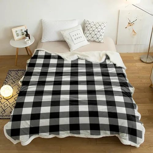 Miniatura 3 de SEVENBABU Fleece Throw Blanket for Couch - Modern Black and White Buffalo Check Plaid Lightweight Bed Blanket Plush Blanket Fleece Reversible Warm