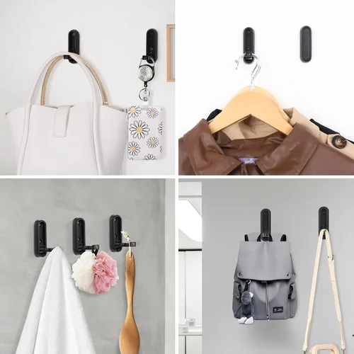 Miniatura 7 de Dntorx Ganchos plegables de pared, 2 piezas ganchos plegables negros para abrigos de alta resistencia, gancho plegable, ganchos para toallas