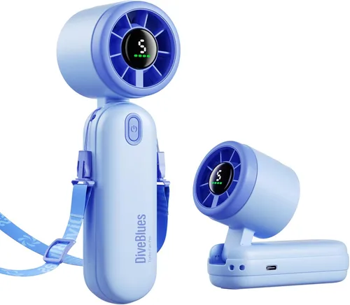 Miniatura 9 de Diveblues iTurbo - Ventilador turbo portátil de mano, mini ventiladores de mano portátiles plegables, batería recargable, pantalla LED de alta