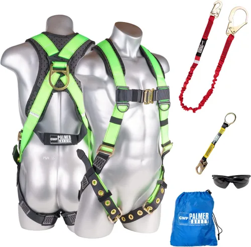 Miniatura 8 de Palmer Safety Kit de arnés de seguridad para protección contra caídas I Arnés de construcción + varios cordones + extensor de anillo en D