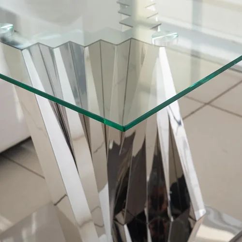 Miniatura 183 de Mesa de centro de cristal de lujo, mesa de centro de sofá de 47 pulgadas con marco de acero inoxidable dorado y parte superior de vidrio negro, mesa