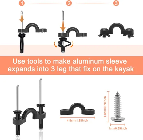 Miniatura 3 de HLOGREE Paquete de 2/4 asas para kayak, mango de transporte de kayak con remaches, asas de repuesto para kayak, asas de kayak para Naranja - 4 asas