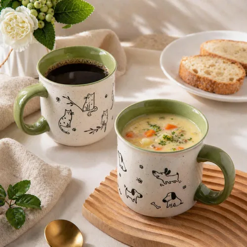 Miniatura 6 de AmorArc Juego de 2 tazas de café de cerámica grandes de 22 onzas, tazas de gran tamaño con mango grande para hombres, mujeres, papá, mamá, taza