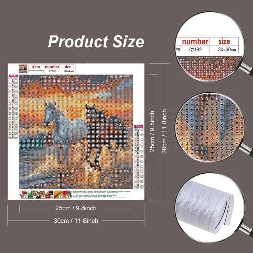 Miniatura 2 de Stalente Kits de pintura de diamantes para adultos, caballos 5D, kit de arte de diamantes para principiantes, pintura de diamante redonda