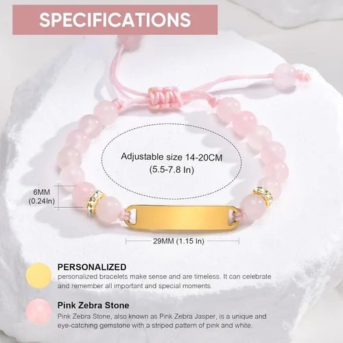 Miniatura 20 de Pulsera de barra para bebé: chapado en oro de 18 quilates, pulsera con placa de identificación personalizada para niños pequeños de mamá, nombre