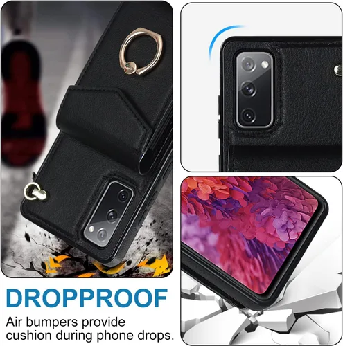 Miniatura 6 de Asuwish Funda de teléfono para Samsung Galaxy S20 FE 5G de 6.5 pulgadas con protector de pantalla de vidrio templado y anillo RFID tarjetero celular
