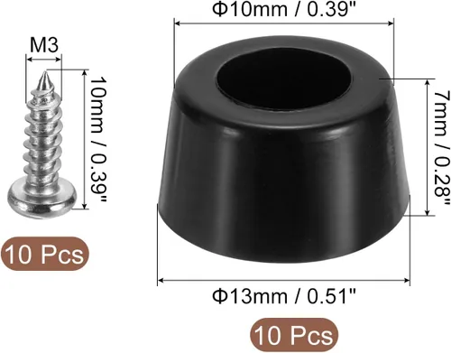 Miniatura 2 de uxcell 10 piezas topes de goma, almohadillas redondas de 0.28 pulgadas de alto x 0.51 pulgadas de ancho con arandela de acero inoxidable y tornillos