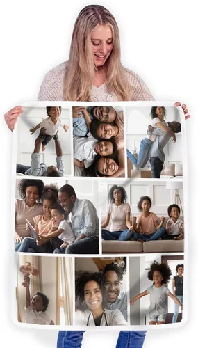 Miniatura 29 de FrameStory Manta personalizada con fotos y texto, totalmente personalizable con tus fotos y mensajes, manta de forro polar suave y suave, 30 x 40